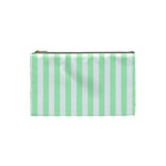 Vertical Stripes - White and Mint Green Cosmetic Bag (S)