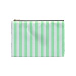 Vertical Stripes - White and Mint Green Cosmetic Bag (M)