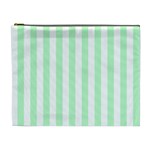 Vertical Stripes - White and Mint Green Cosmetic Bag (XL)