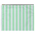 Vertical Stripes - White and Mint Green Cosmetic Bag (XXXL)