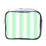 Vertical Stripes - White and Mint Green Mini Toiletries Bag (One Side)