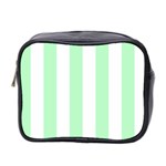 Vertical Stripes - White and Mint Green Mini Toiletries Bag (Two Sides)