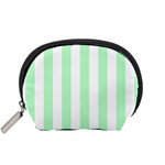 Vertical Stripes - White and Mint Green Accessory Pouch (Small)