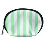 Vertical Stripes - White and Mint Green Accessory Pouch (Medium)