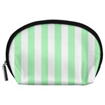 Vertical Stripes - White and Mint Green Accessory Pouch (Large)