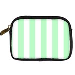 Vertical Stripes - White and Mint Green Digital Camera Leather Case