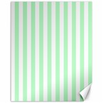 Vertical Stripes - White and Mint Green Canvas 11  x 14 