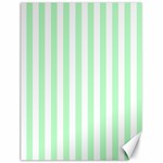 Vertical Stripes - White and Mint Green Canvas 12  x 16 