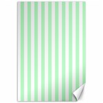 Vertical Stripes - White and Mint Green Canvas 12  x 18 