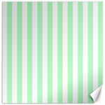 Vertical Stripes - White and Mint Green Canvas 20  x 20 