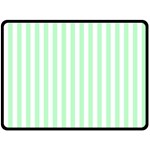 Vertical Stripes - White and Mint Green Fleece Blanket (Large) (One Side)