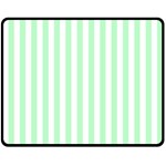 Vertical Stripes - White and Mint Green Double Sided Fleece Blanket (Medium) (Two Sides)