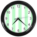 Vertical Stripes - White and Mint Green Wall Clock (Black)