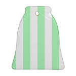 Vertical Stripes - White and Mint Green Ornament (Bell)