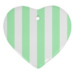 Vertical Stripes - White and Mint Green Ornament (Heart)