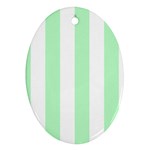 Vertical Stripes - White and Mint Green Oval Ornament (Two Sides)