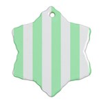 Vertical Stripes - White and Mint Green Ornament (Snowflake)