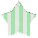 Vertical Stripes - White and Mint Green Star Ornament (Two Sides)