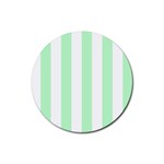 Vertical Stripes - White and Mint Green Rubber Coaster (Round)