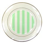 Vertical Stripes - White and Mint Green Porcelain Plate