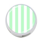 Vertical Stripes - White and Mint Green 4-Port USB Hub (Two Sides)