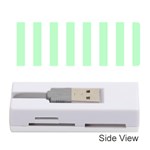 Vertical Stripes - White and Mint Green Memory Card Reader (Stick)