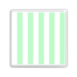 Vertical Stripes - White and Mint Green Memory Card Reader with Storage (Square)