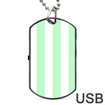 Vertical Stripes - White and Mint Green Dog Tag USB Flash (One Side)