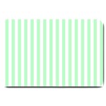 Vertical Stripes - White and Mint Green Large Doormat