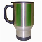 Vertical Stripes - White and Mint Green Travel Mug (Silver Gray)