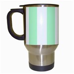 Vertical Stripes - White and Mint Green Travel Mug (White)