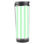 Vertical Stripes - White and Mint Green Travel Tumbler