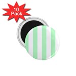 Vertical Stripes - White and Mint Green 1.75  Magnet (10 pack)