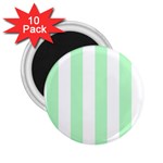 Vertical Stripes - White and Mint Green 2.25  Magnet (10 pack)