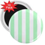 Vertical Stripes - White and Mint Green 3  Magnet (10 pack)