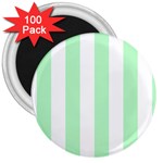 Vertical Stripes - White and Mint Green 3  Magnet (100 pack)