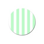 Vertical Stripes - White and Mint Green Magnet 3  (Round)