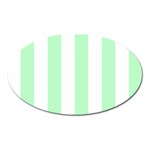 Vertical Stripes - White and Mint Green Magnet (Oval)