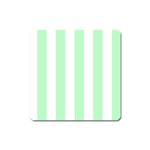 Vertical Stripes - White and Mint Green Magnet (Square)