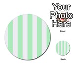 Vertical Stripes - White and Mint Green Multi-purpose Cards (Round)