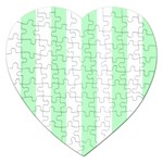 Vertical Stripes - White and Mint Green Jigsaw Puzzle (Heart)