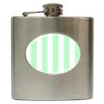 Vertical Stripes - White and Mint Green Hip Flask (6 oz)