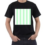 Vertical Stripes - White and Mint Green Men s T-Shirt (Black)