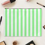 Vertical Stripes - White and Light Green Cosmetic Bag (XL)