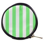 Vertical Stripes - White and Light Green Mini Makeup Bag