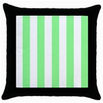 Vertical Stripes - White and Light Green Throw Pillow Case (Black)