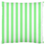 Vertical Stripes - White and Light Green Large Cushion Case (One Side)