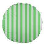 Vertical Stripes - White and Light Green Large 18  Premium Round Cushion