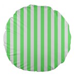 Vertical Stripes - White and Light Green Large 18  Premium Flano Round Cushion