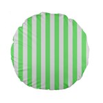 Vertical Stripes - White and Light Green Standard 15  Premium Round Cushion